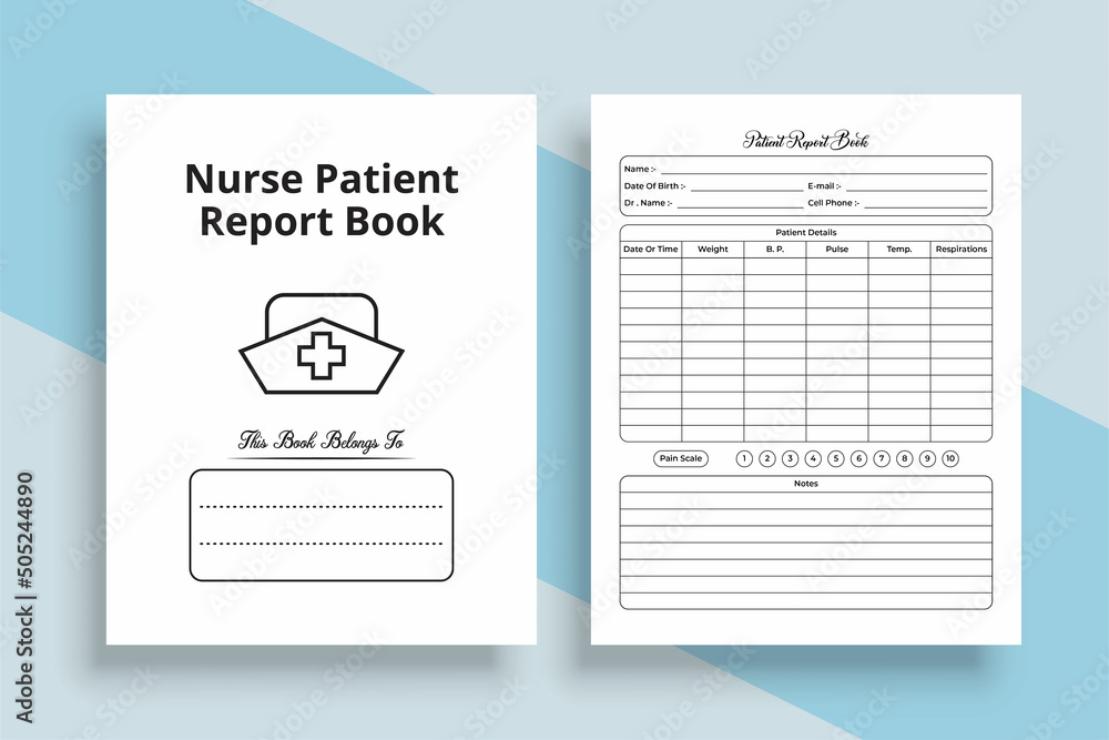 Nurse Report Sheet book Cover. Patient report