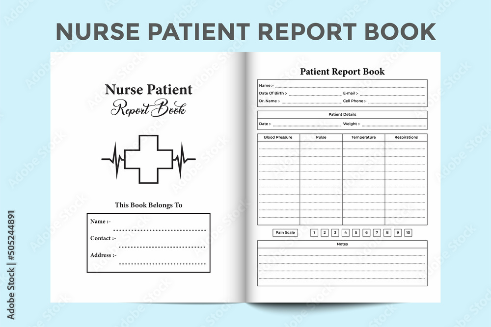Nurse report tracker logbook KDP interior. Regular patient information and medication planner template. KDP interior journal. Nurse information tracker and patient health checker interior. Nurse report tracker logbook KDP interior. Regular patient information and medication planner template. KDP interior journal. Nurse information tracker and patient health checker interior.