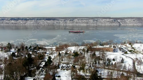 Aerial View of Oil Tanker in the Hudson River - Pt. 1