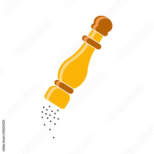 Pepper mill isolated icon. Pepper grinder vector illustration. 