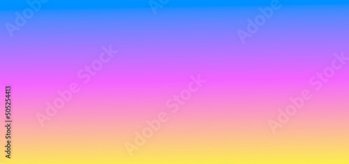 Dreamy blue-pink-yellow bright gradient vector background. Sunrise, sunset, sky, neon color. Minimum digital gradient