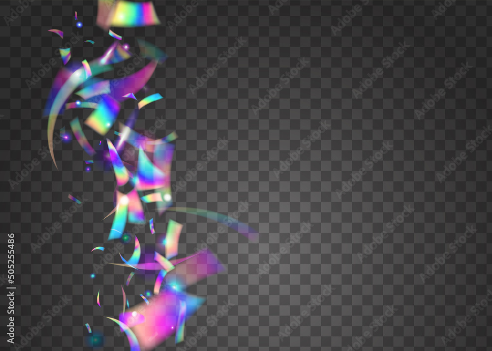 Obraz premium Transparent Effect. Festive Art. Blur Design. Kaleidoscope Sparkles. Retro Vaporwave Illustration. Fiesta Foil. Violet Metal Glitter. Holographic Confetti. Blue Transparent Effect