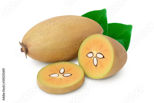 Sapodilla isolated on white background with clipping path and full depth of field photo