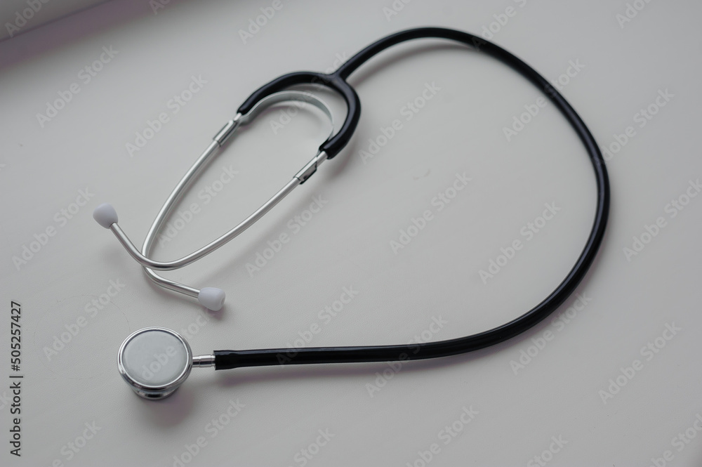 Stethoscope on a white background. Medical stethoscope on white background isolate Stethoscope on a white background. Medical stethoscope on white background isolate