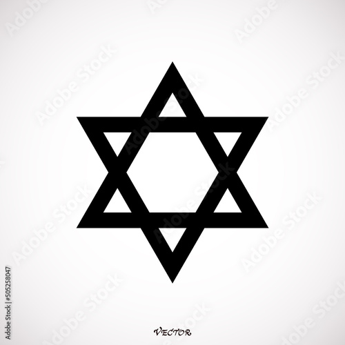 Star of David. Hexagram sign. Symbol of Jewish identity and Judaism. Simple flat black illustration.