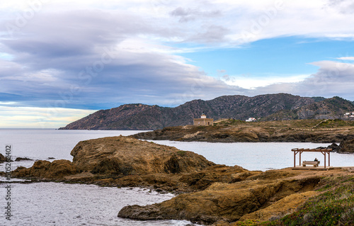 Lighthouse Punta Sarnella in Port de la Selva, Costa Brava, Catalonia, Spain, Europe photo