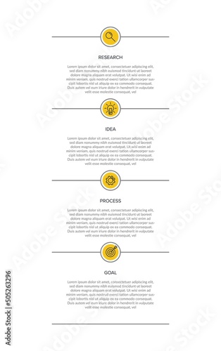 Vertical infographic design with icons and 4 options or steps. Thin line. Infographics business concept. Can be used for info graphics, flow charts, presentations, mobile web sites, printed materials.
