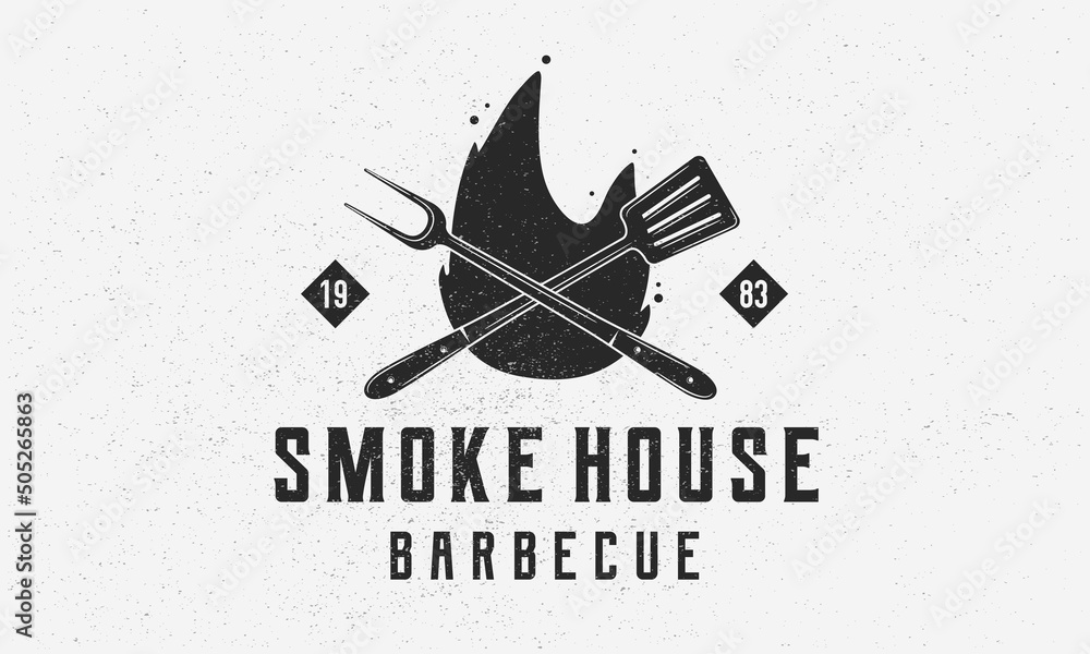 Smoke House vintage logo concept. Logo of Barbecue, Grill, Smoke