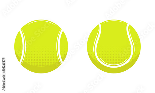 Vector tennis balls icons isolated on white background. Vintage tennis ball set. Design elements for logo, poster, emblem. Sport icons. Vector illustration