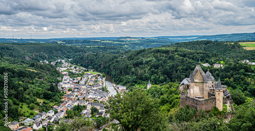 View of the village and castle of Vianden, Luxembourg