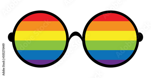 Glasses with a flag for LGBT Pride Day. Illustration Stop homophobia for the International Day against Homophobia. Vector flat illustration with background. Use as a banner, poster, sticker, print