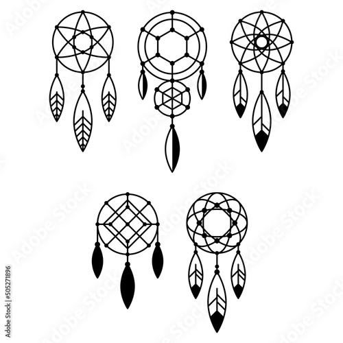Dream catcher icon set. Dreamcatcher vector illustration