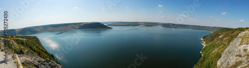 beautiful panorama landscape view of the mountains and the Dniester river Bakota. High quality photo photo