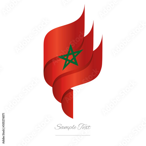 Morocco abstract 3D wavy flag red green modern Moroccan ribbon torch flame strip logo icon vector