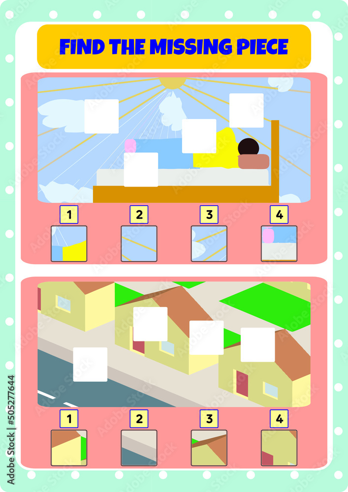 Obraz premium Activity to complete the missing parts in the picture