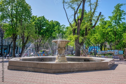 Fountain on the Cathedral Square in Odessa, Ukraine Fototapet