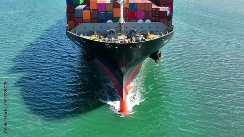 Container Ship Arriving Into Port Moving Cargo Internationally