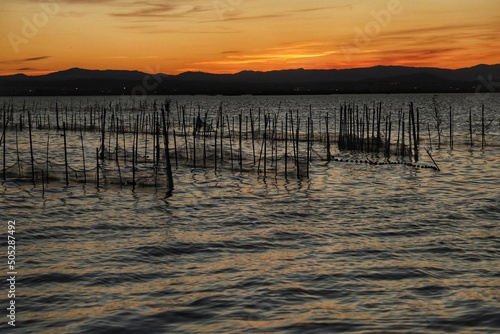 sunset over the river