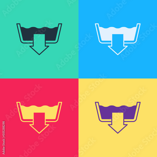 Pop art Washing modes icon isolated on color background. Temperature wash. Vector