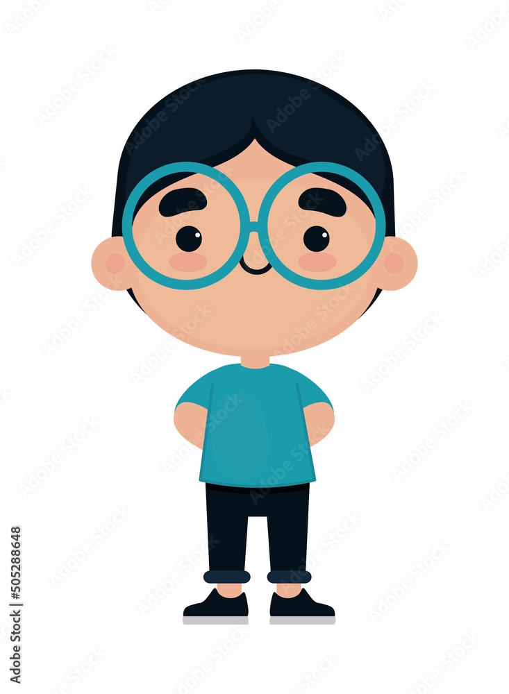 kawaii boy with glasses