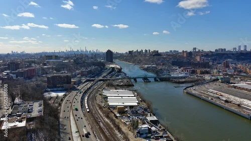 Aerial Pan View of the Harlem River in The Bronx - Pt. 2 photo