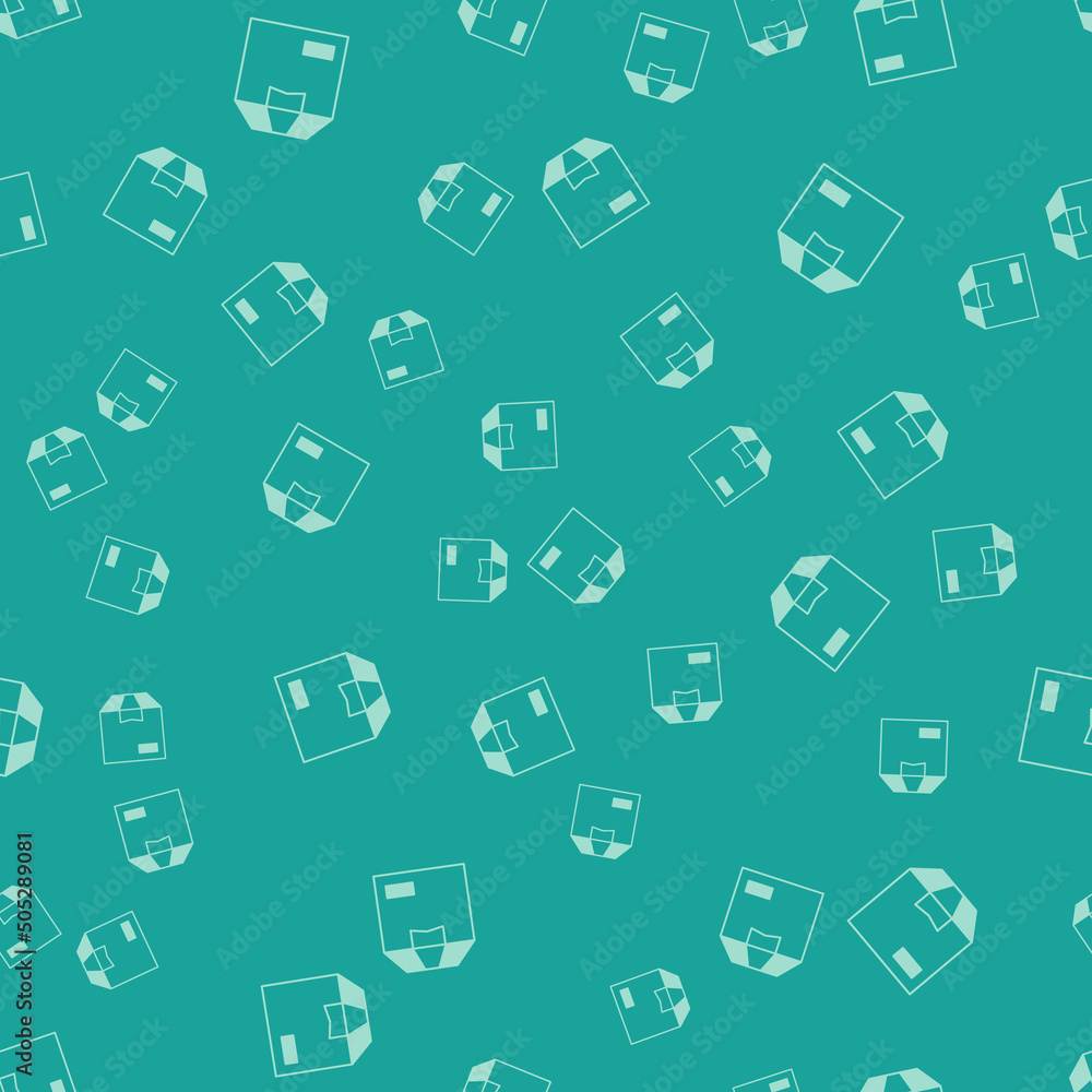 Green Carton cardboard box icon isolated seamless pattern on green background. Box, package, parcel sign. Delivery and packaging. Vector Green Carton cardboard box icon isolated seamless pattern on green background. Box, package, parcel sign. Delivery and packaging. Vector