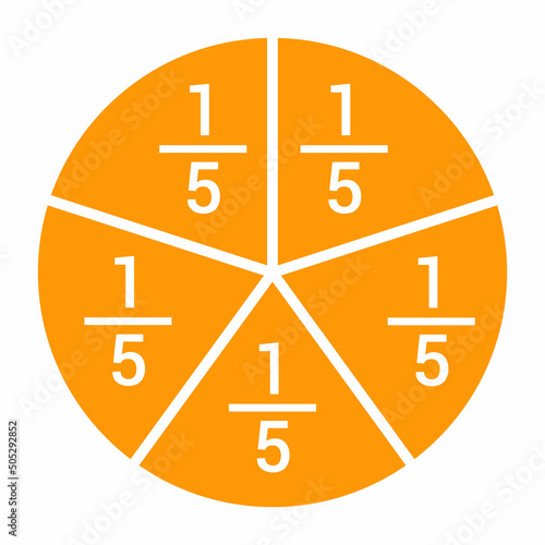 
one fifths fraction circle with fraction number
 photo