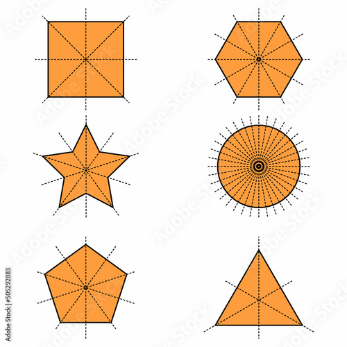 line of symmetry of square equilateral triangle circle star pentagon hexagon