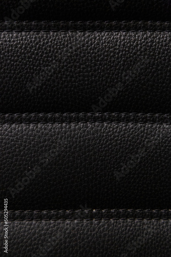 Black leather with parallel seams