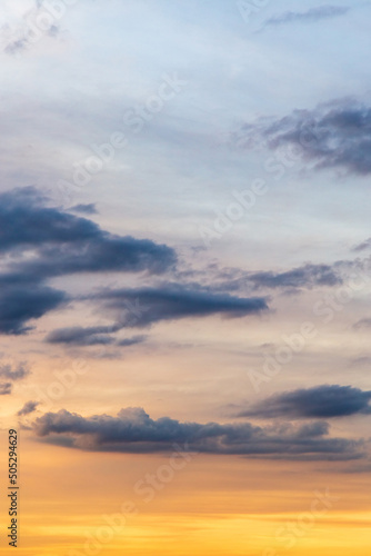 Texture of bright evening sky during sunset