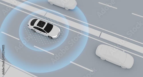 Autonomous vehicle with lidar technology, self driving, driverless photo