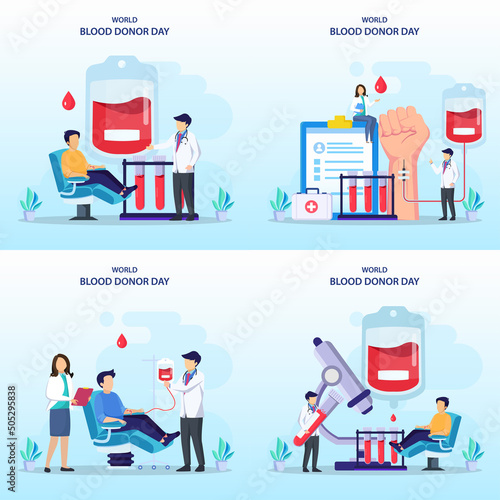 world blood day concept a vector flat illustrations.