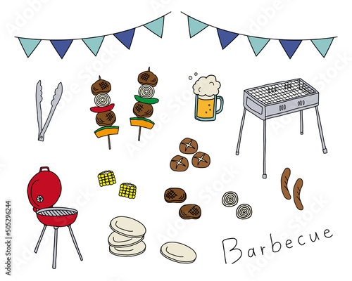 バーベキューのイラスト素材セット（カラー）