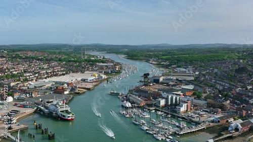 Cowes and East Cowes Town on the Isle of Wight Aerial View photo