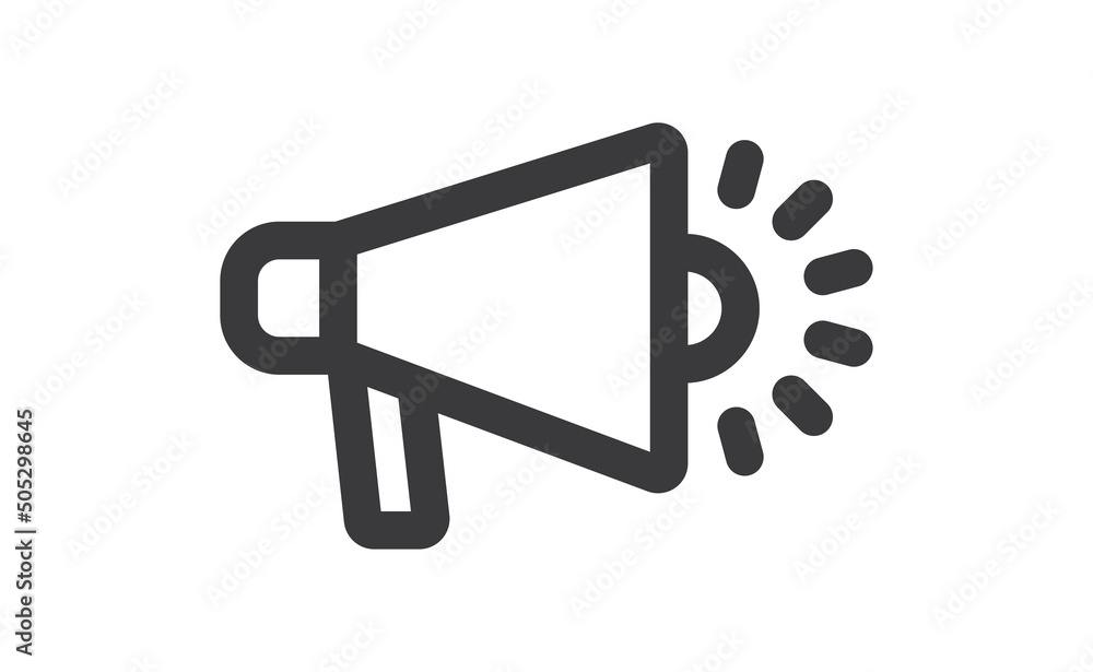 Megaphone vector icon. Promo announcement. Offer symbol. Bullhorn pictogram. Megaphone vector icon. Promo announcement. Offer symbol. Bullhorn pictogram.