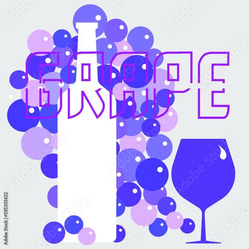 abstract logo of wine for the menu from silhouettes of grapes bottles and glasses