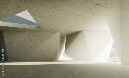 3d contemporary triangle shape design building interior