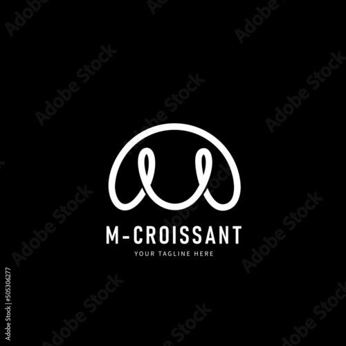 m monogram croissant logo design