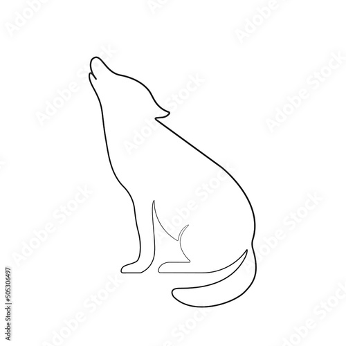 line fox and wolf. black and white animal