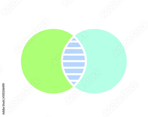 Venn diagram maths vector, Negative space, color modern icon - isolated on white background
