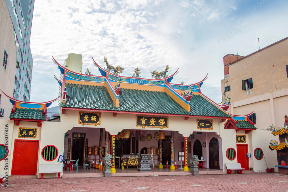 Malacca Malaysia 30th April 2022: the exterior view of POH ONN KONG TEMPLE, was built in AD1781 during the Ching Dynasty.
with the propagation of the Two Doctrinal System of Taoism and Buddhism.