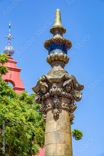 The top of fountain in Stadthuys (an old Dutch spelling, meaning city hall) is a historical structure situated in the heart of Malacca City. It is known for its red exterior. photo