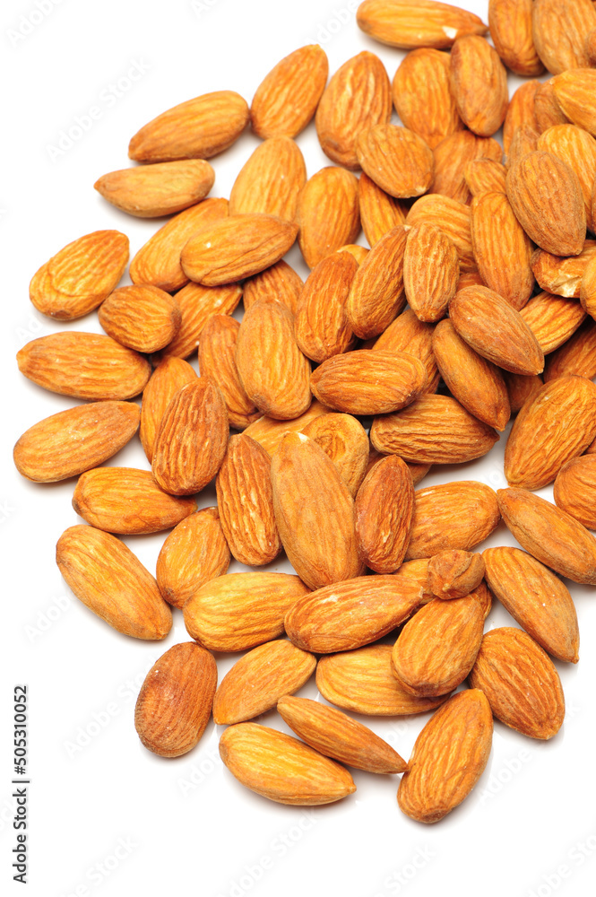 almonds on a white background