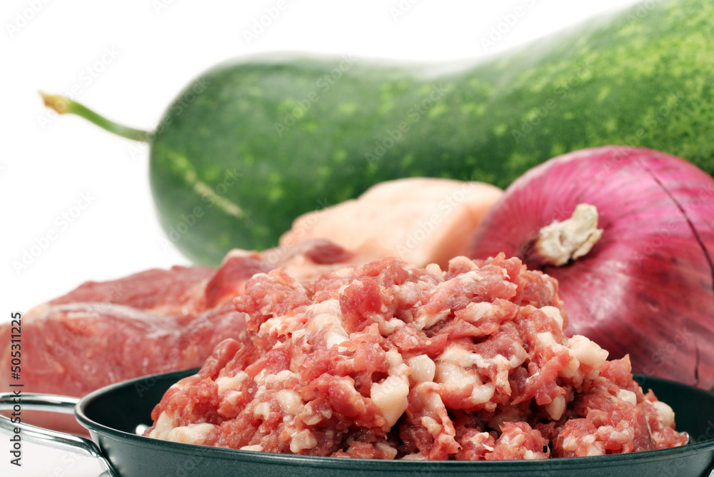 Raw Minced Meat Isolated on White Background Raw Minced Meat Isolated on White Background