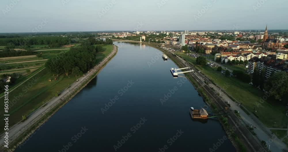 Aerial view of Drava river in Osijek, Croatia. Aerial view of Drava river in Osijek, Croatia.