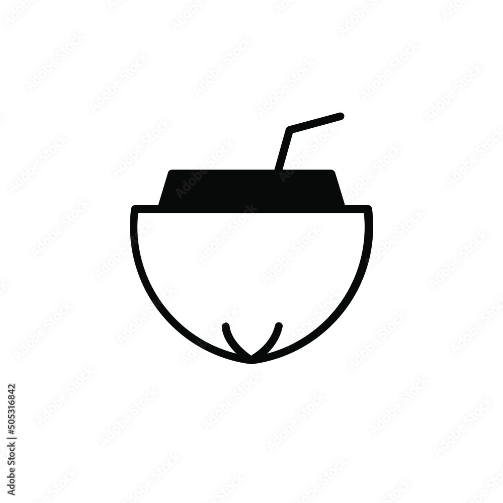 Coconut Drink, Juice Solid Line Icon Vector Illustration Logo Template. Suitable For Many Purposes. Coconut Drink, Juice Solid Line Icon Vector Illustration Logo Template. Suitable For Many Purposes.