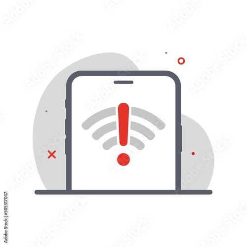 no internet connection on smartphone concept illustration flat design vector eps10. modern graphic element for landing page, empty state ui, infographic, icon