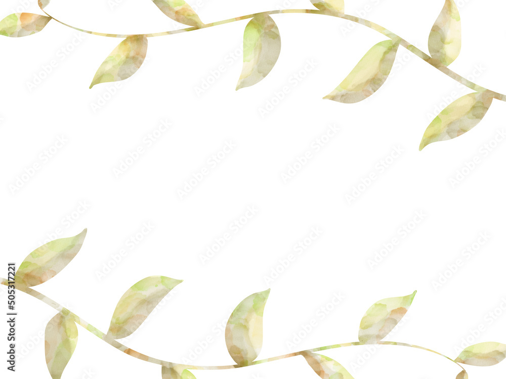 水彩風の美しい植物の葉のフレーム背景