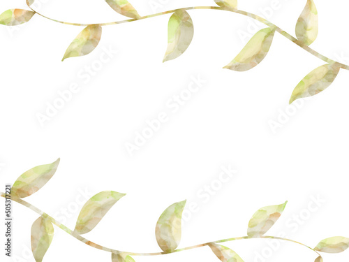 水彩風の美しい植物の葉のフレーム背景