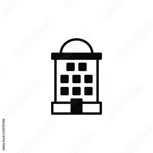 Hotel, Apartment, Townhouse, Residential Solid Line Icon Vector Illustration Logo Template. Suitable For Many Purposes.